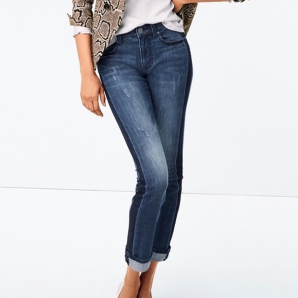 Cabi Tuxedo High Straight Jeans #3750 - Picture 1 of 5